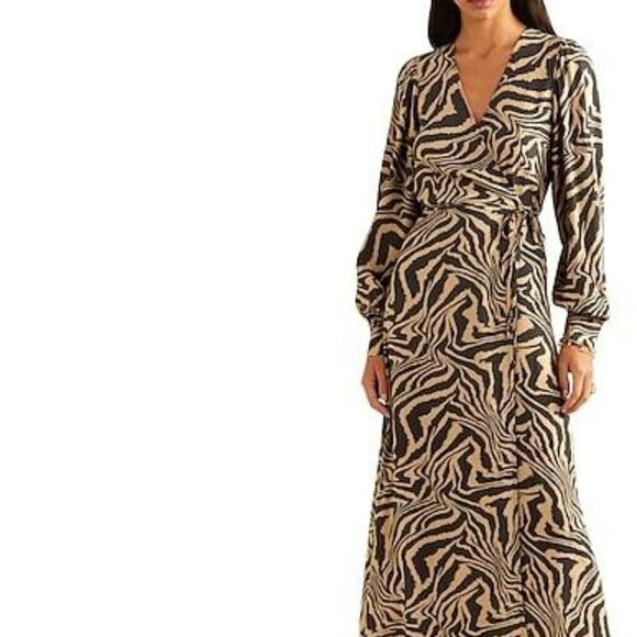 GANNI Printed Midi Wrap Dress NWT Size 0/2 - Picture 5 of 10